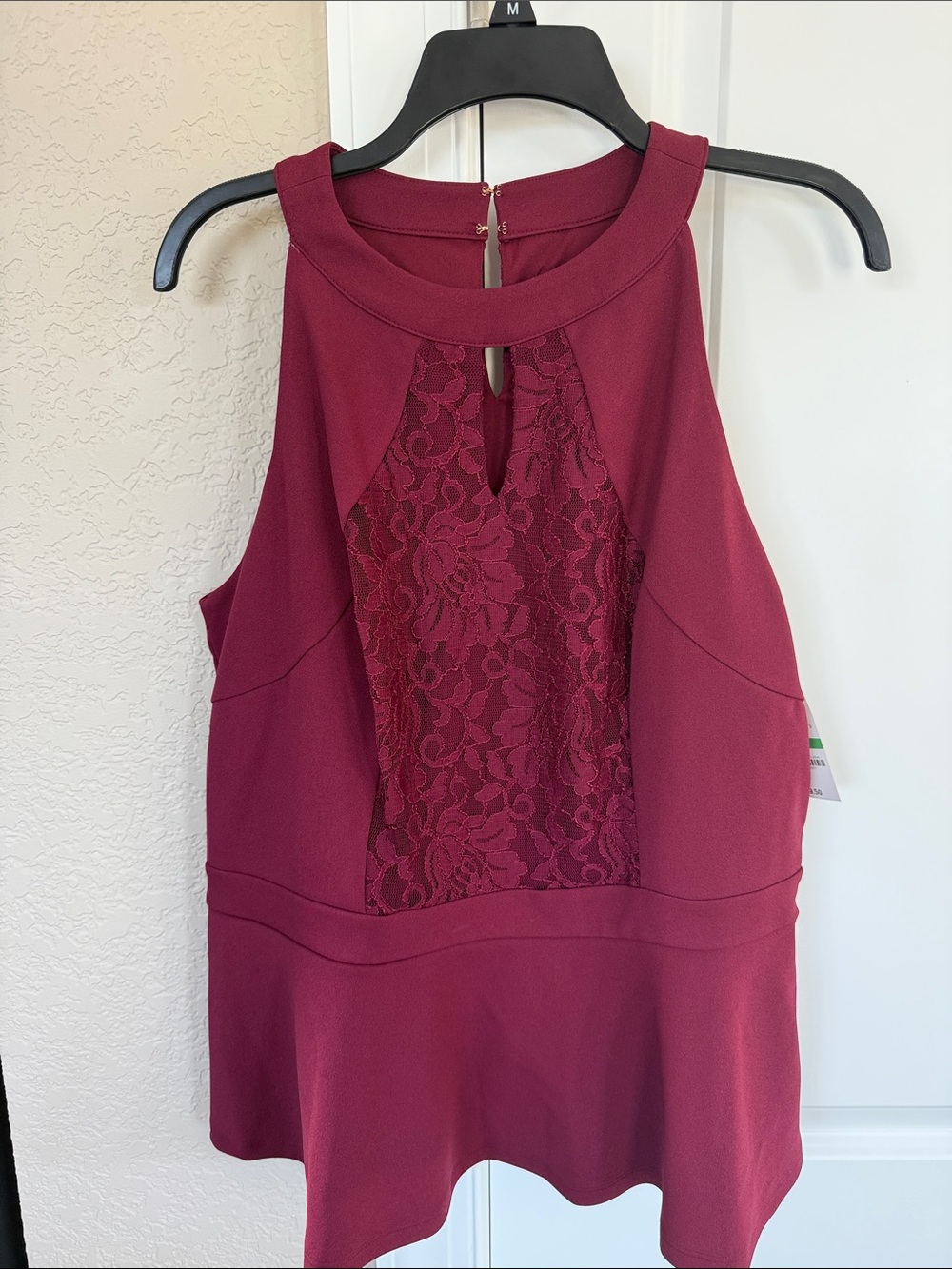Thalia Sodi Burgundy Lace-Front Sleeveless Dress